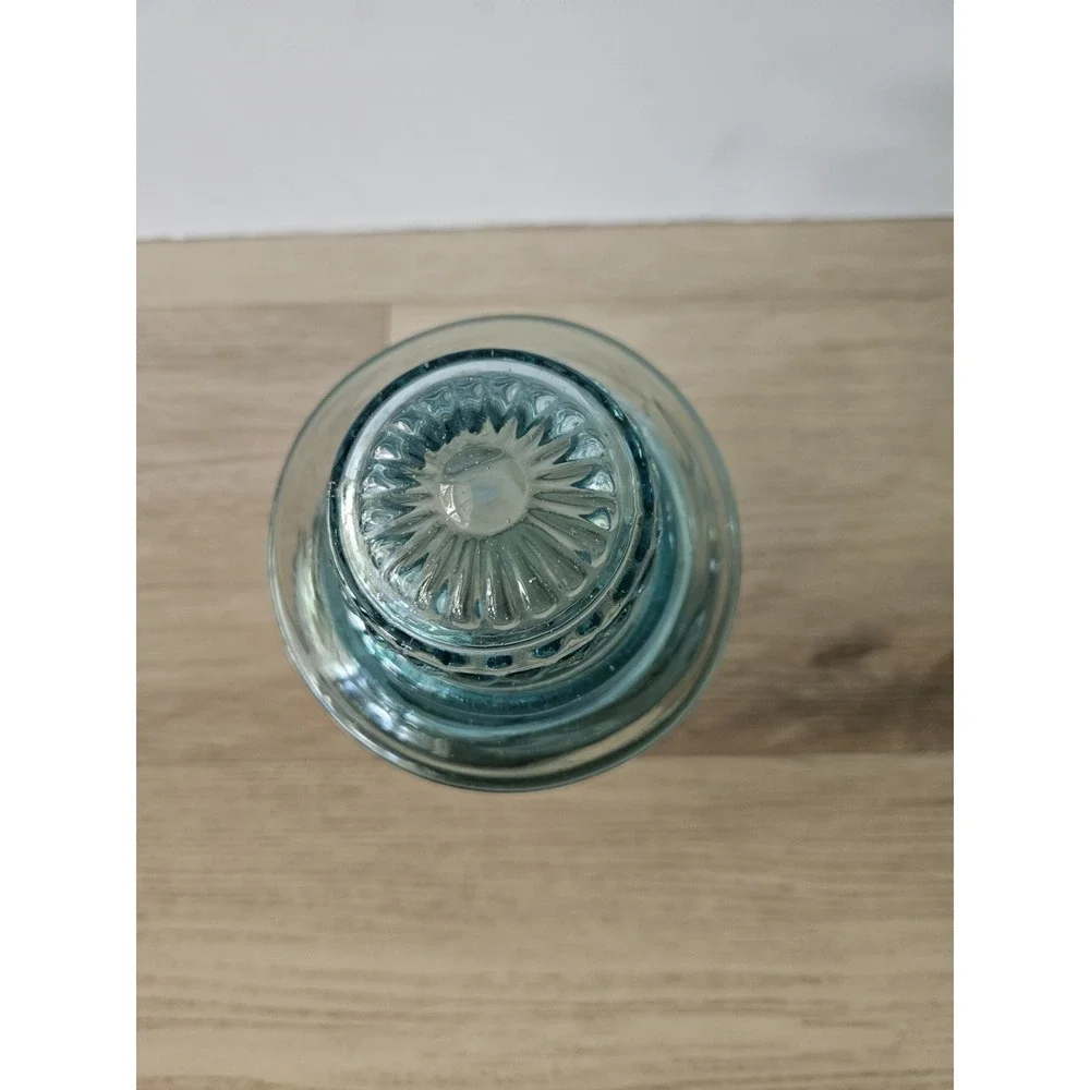 Vintage Takahashi Glass Apothecary Jar Teal‎ Blue Green MCM Canister With Lid 8