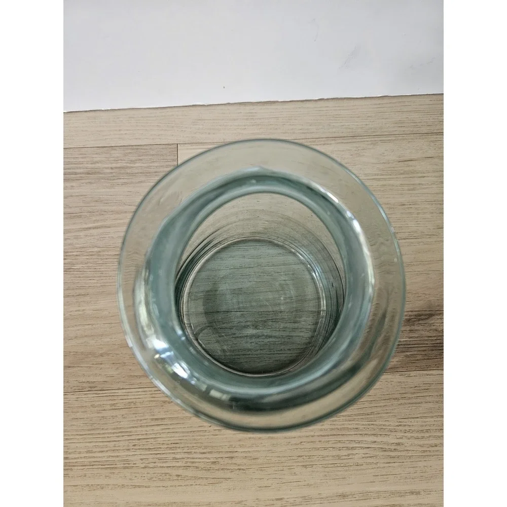 Vintage Takahashi Glass Apothecary Jar Teal‎ Blue Green MCM Canister With Lid 8