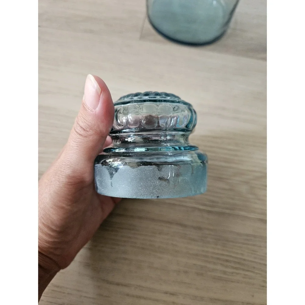 Vintage Takahashi Glass Apothecary Jar Teal‎ Blue Green MCM Canister With Lid 8