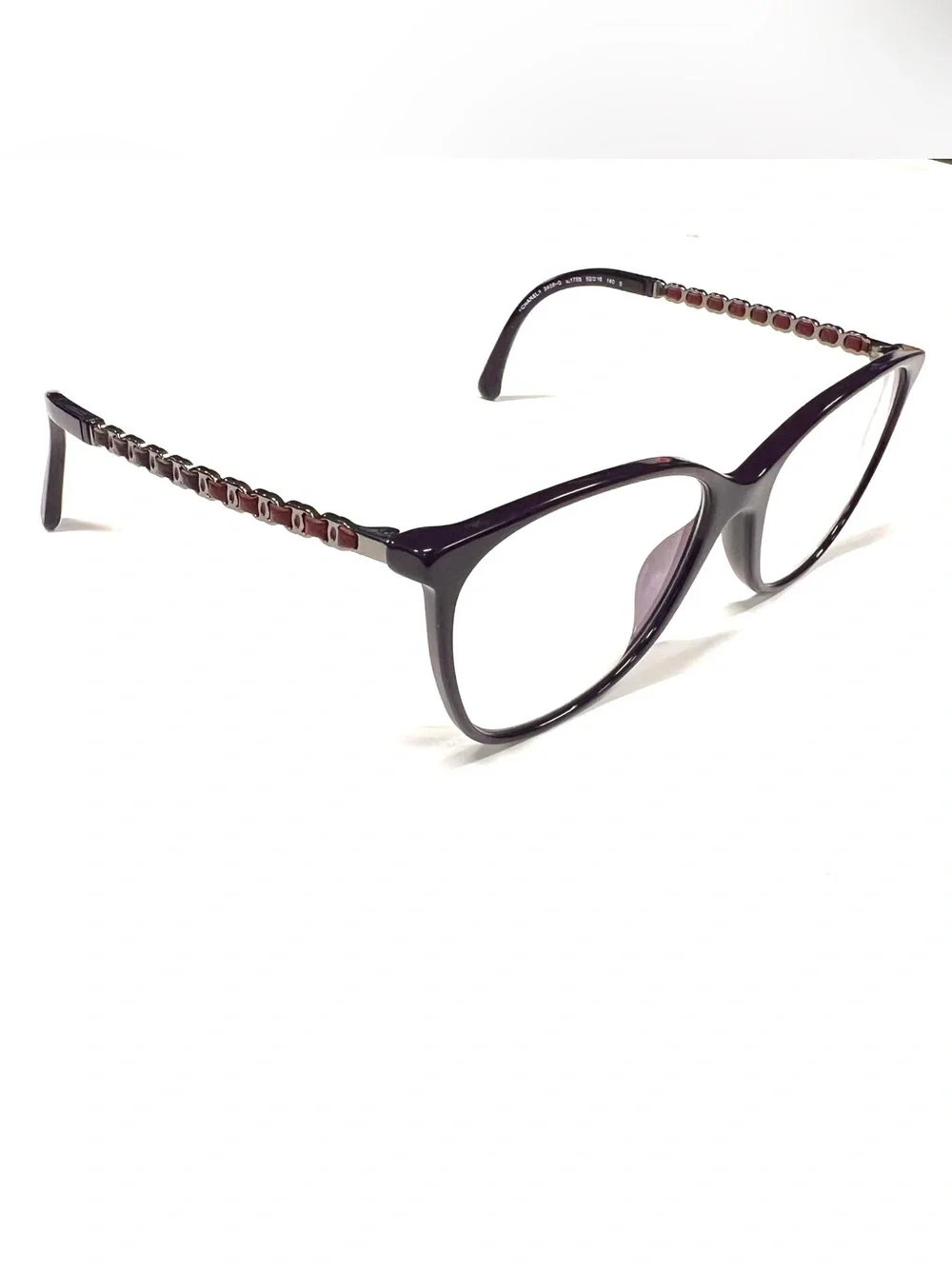 Chanel Eyeglasses Frames 3408-Q c.1758 Purple/Red Woven Leather 52-16-140 S