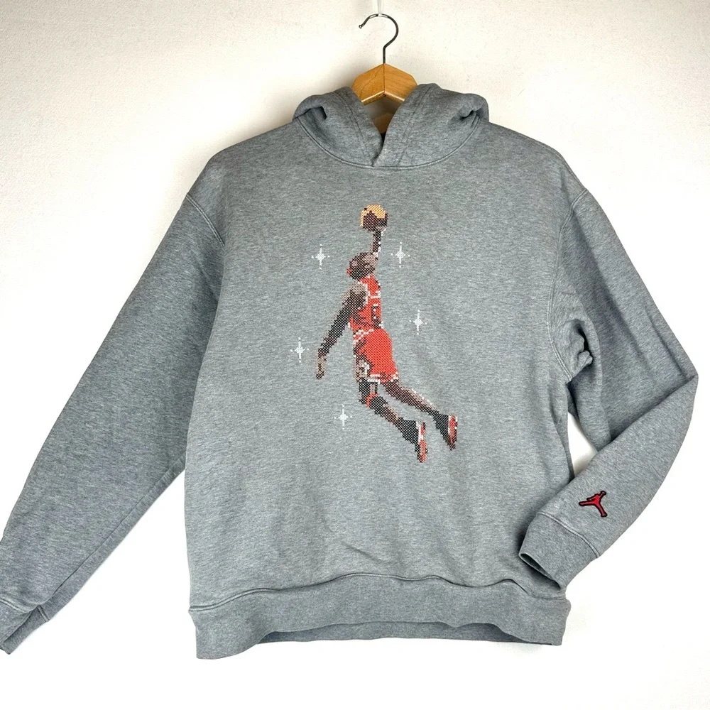 Air Jordan Slam Dunk Contest Embroidered Cross Stitch Hooded Pullover Sweatshirt
