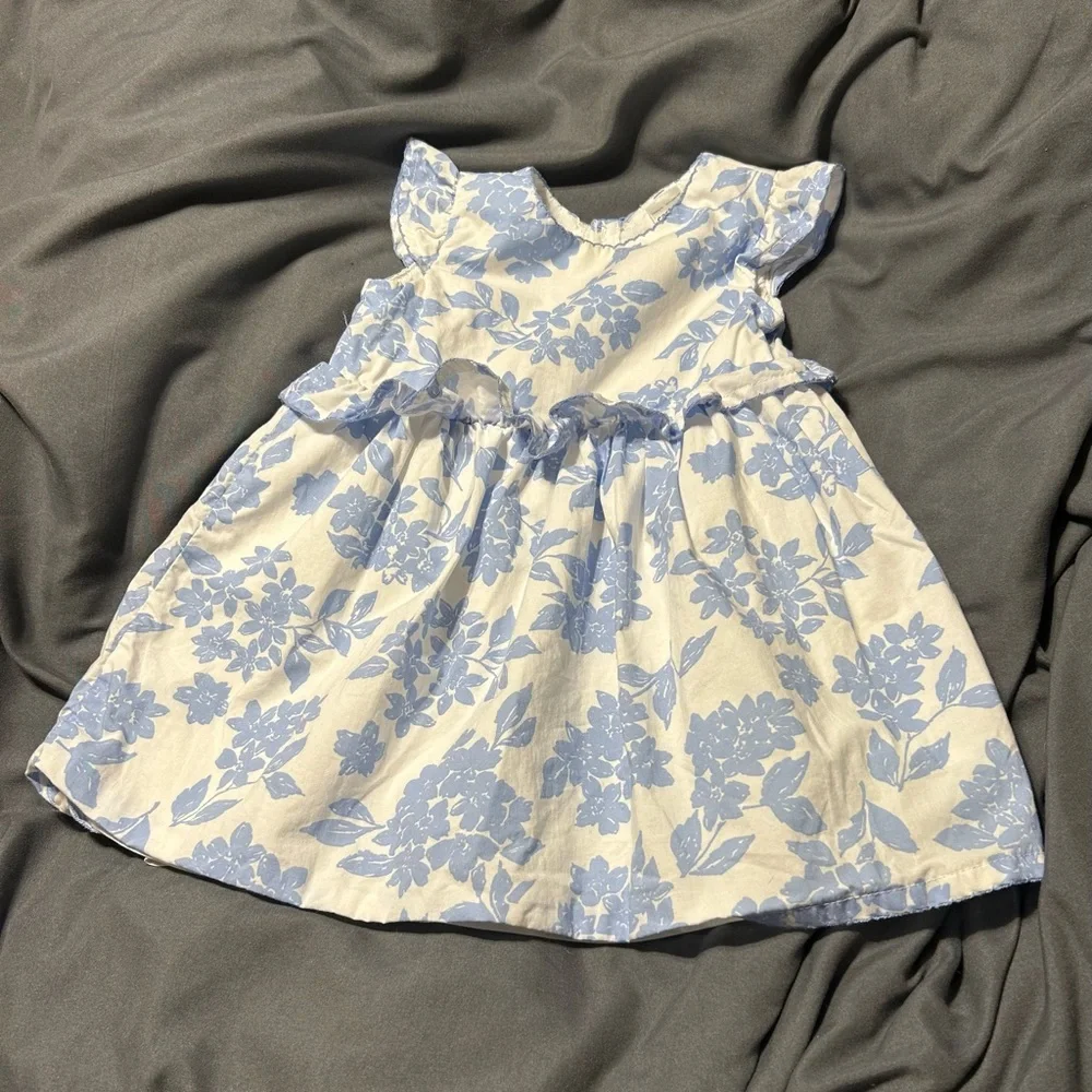 Carter's Blue and White Ruffled‎ Pleated Sundress