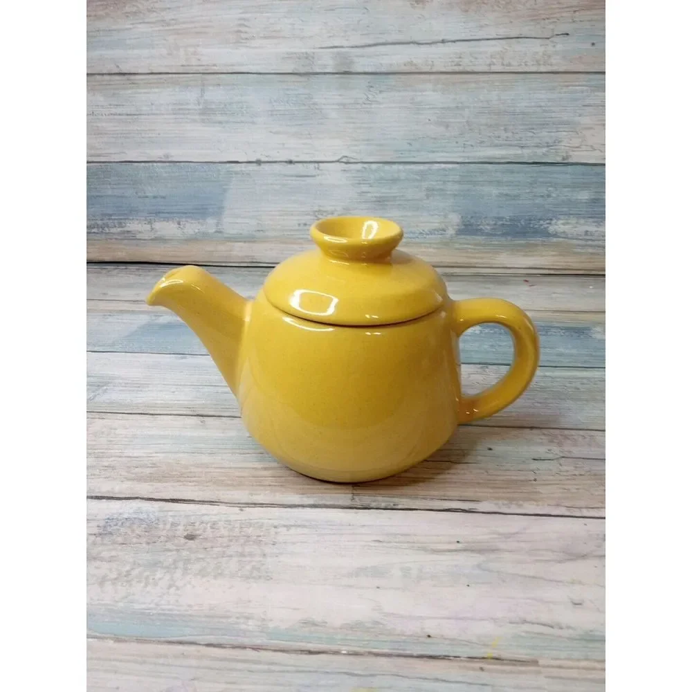 Vintage Frankoma Pottery‎ Teapot Yellow 2 Cup Mid Century Modern 6J
