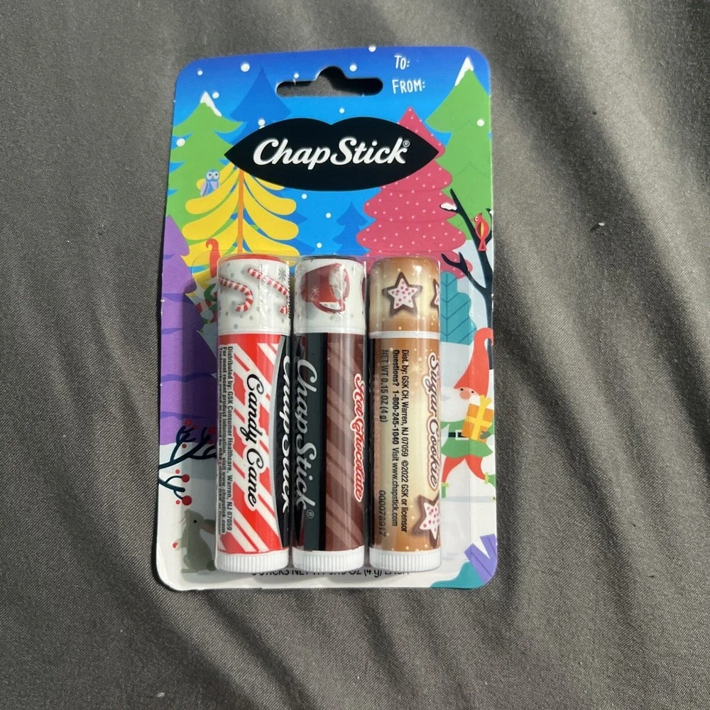 Chapstick Lip Balm - 3-PACK -‎ Candy Cane - Hot Chocolate - Sugar Cookie - NEW