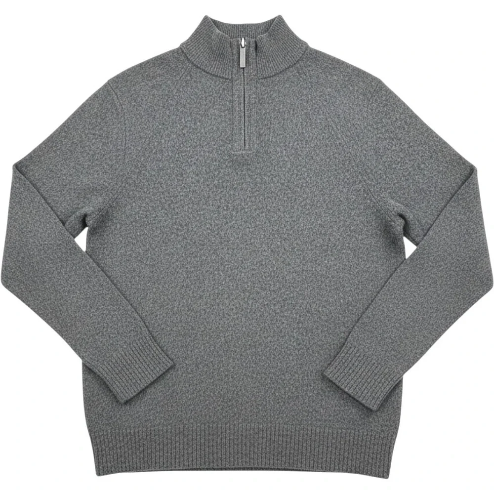 Banana Republic‎ Quarter Zip Sweater Mens XL Gray Italian Yarn Wool Pullover Y2K