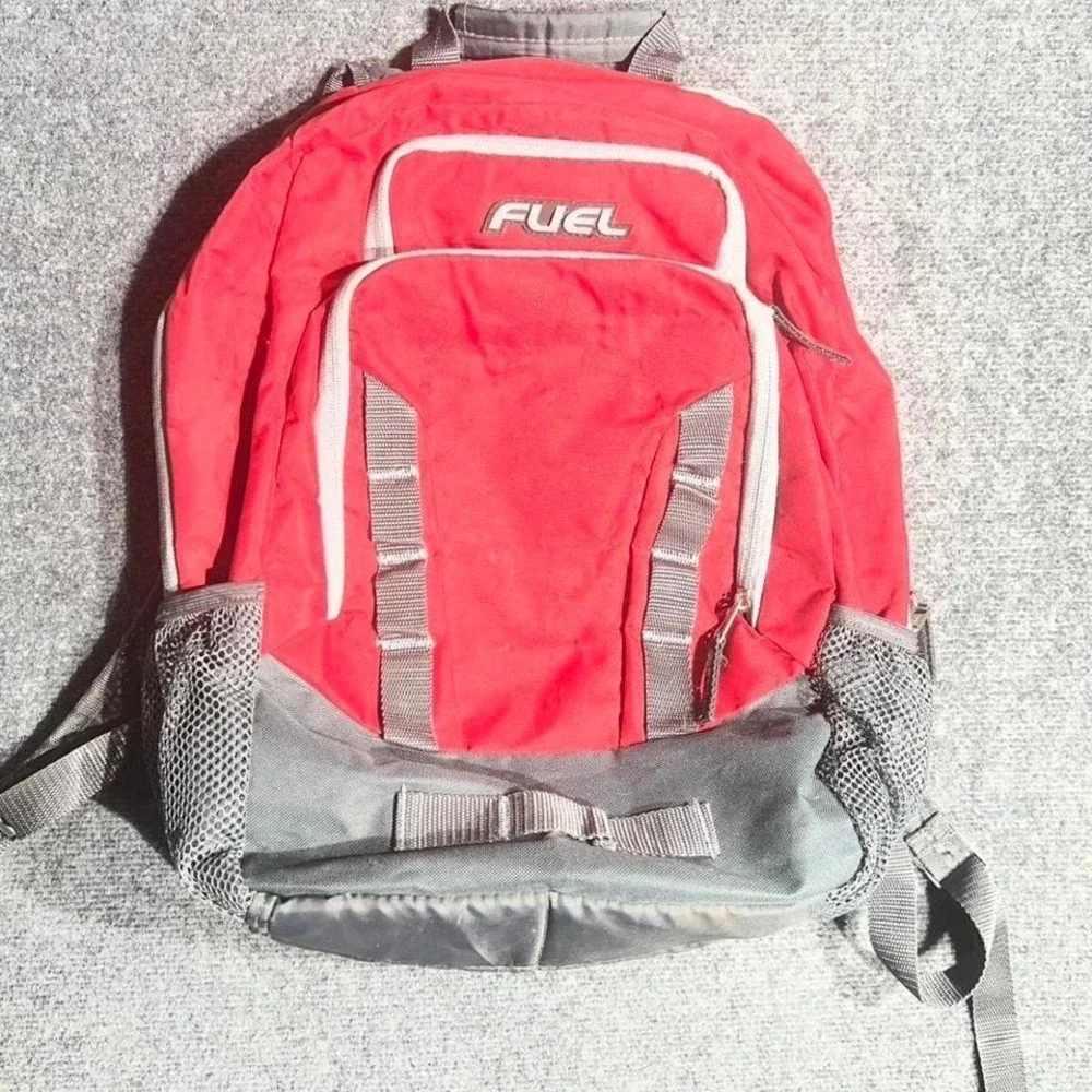 Fuel Backpack Red Grey Polyester School Travel Bag Multi Pocket‎ Standard Size