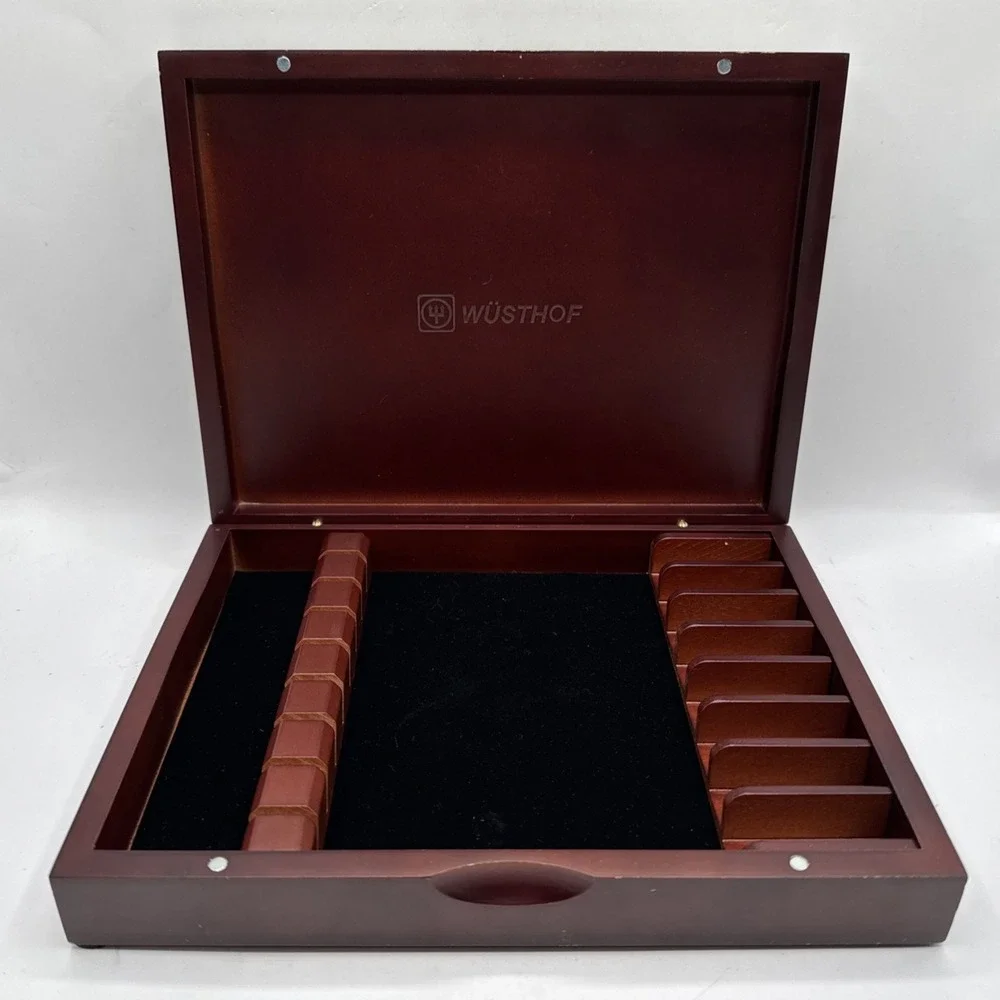 Wusthof Wooden Box Case Storage Organizer for Knives or Utensils Cherry‎ Finish