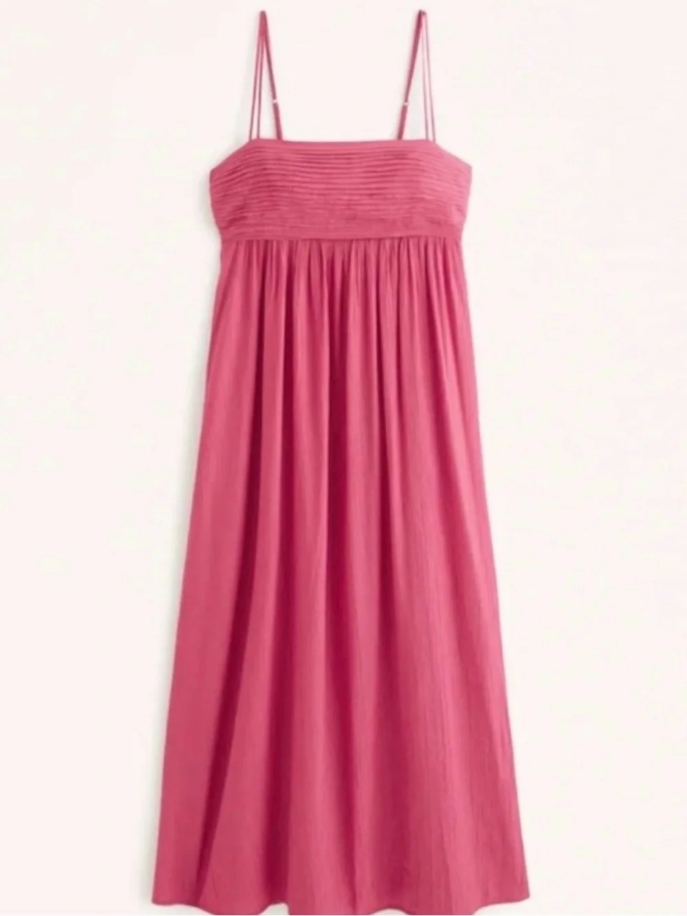 Abercrombie & Fitch Rose Pink Smocked-Top Spaghetti Strap Maxi Dress