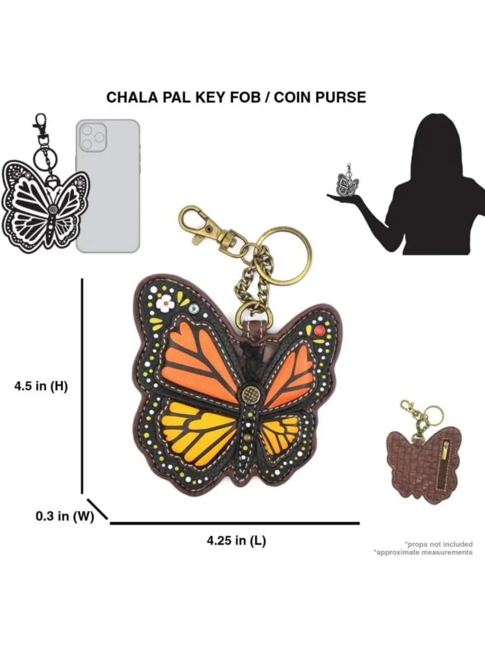Garden Critter Collection Women's Decorative Key Fob & Coin Purse - Butterfly