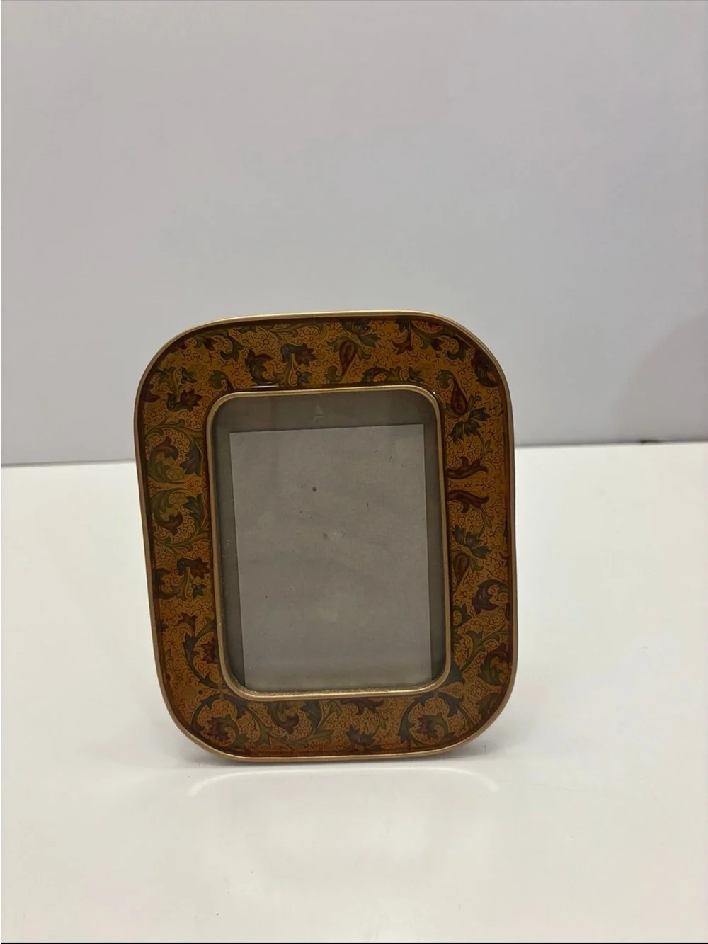 Vintage floral Bucklers 5th Ave Brass Enamel Yellow Floral Picture Frame