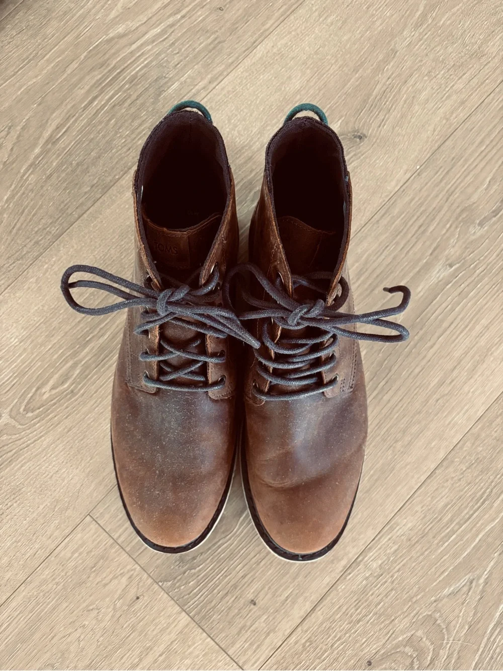 Men's TOMS Brown Leather Lace-Up Boots