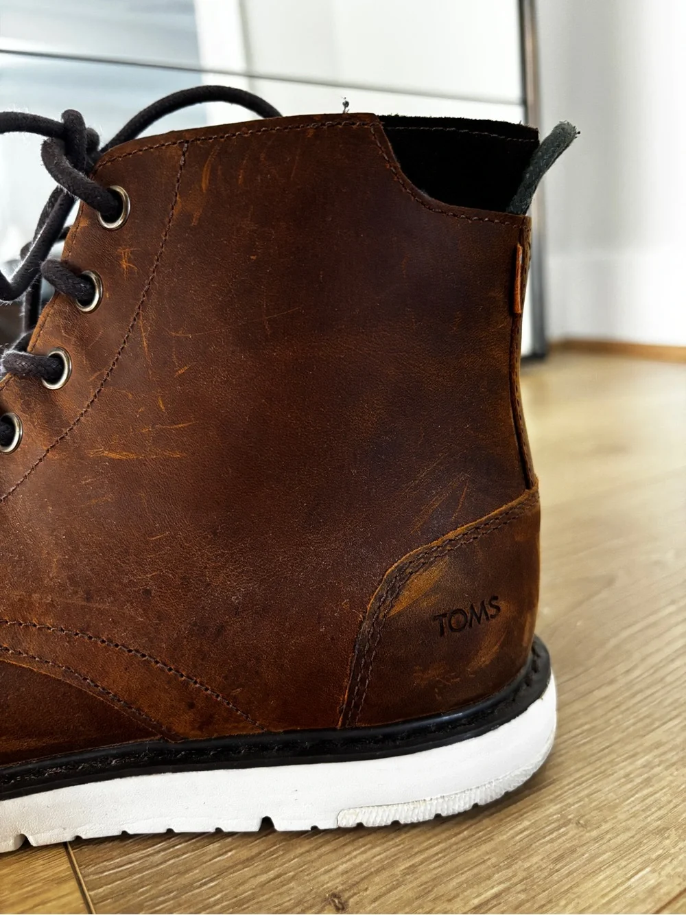 Men's TOMS Brown Leather Lace-Up Boots