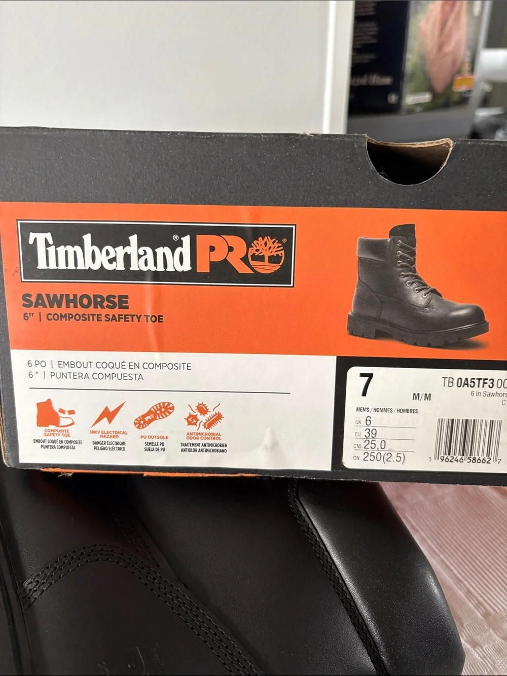 Timberland Pro Sawhorse 6” Composite Safety Toe Black Lace-Up Work Boots