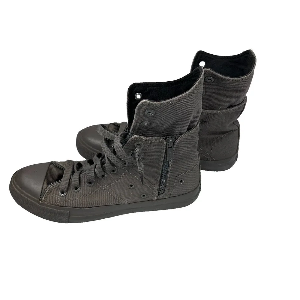 Levi's Men's Gray Sneaker Boot Ankle High Top Textile Lace-Up Side Zipper US 9