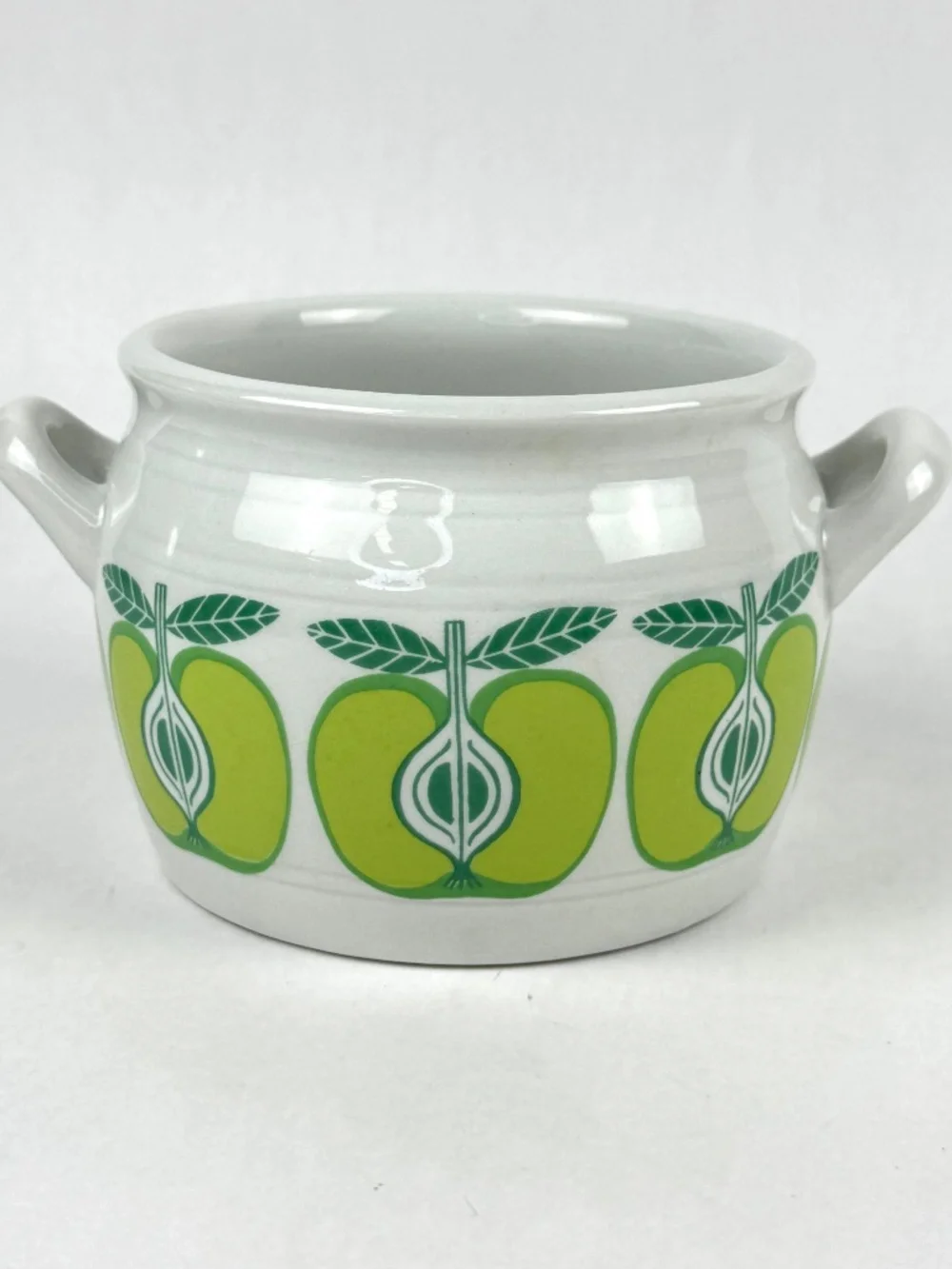 Vintage 1960s Arabia Finland Pomona Green Apple 3” Handled Jam Jar Bean Pot