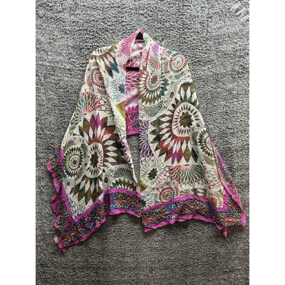 Matthew Williamson, Multicolored‎ 100% Silk Geometric Print Scarf 76