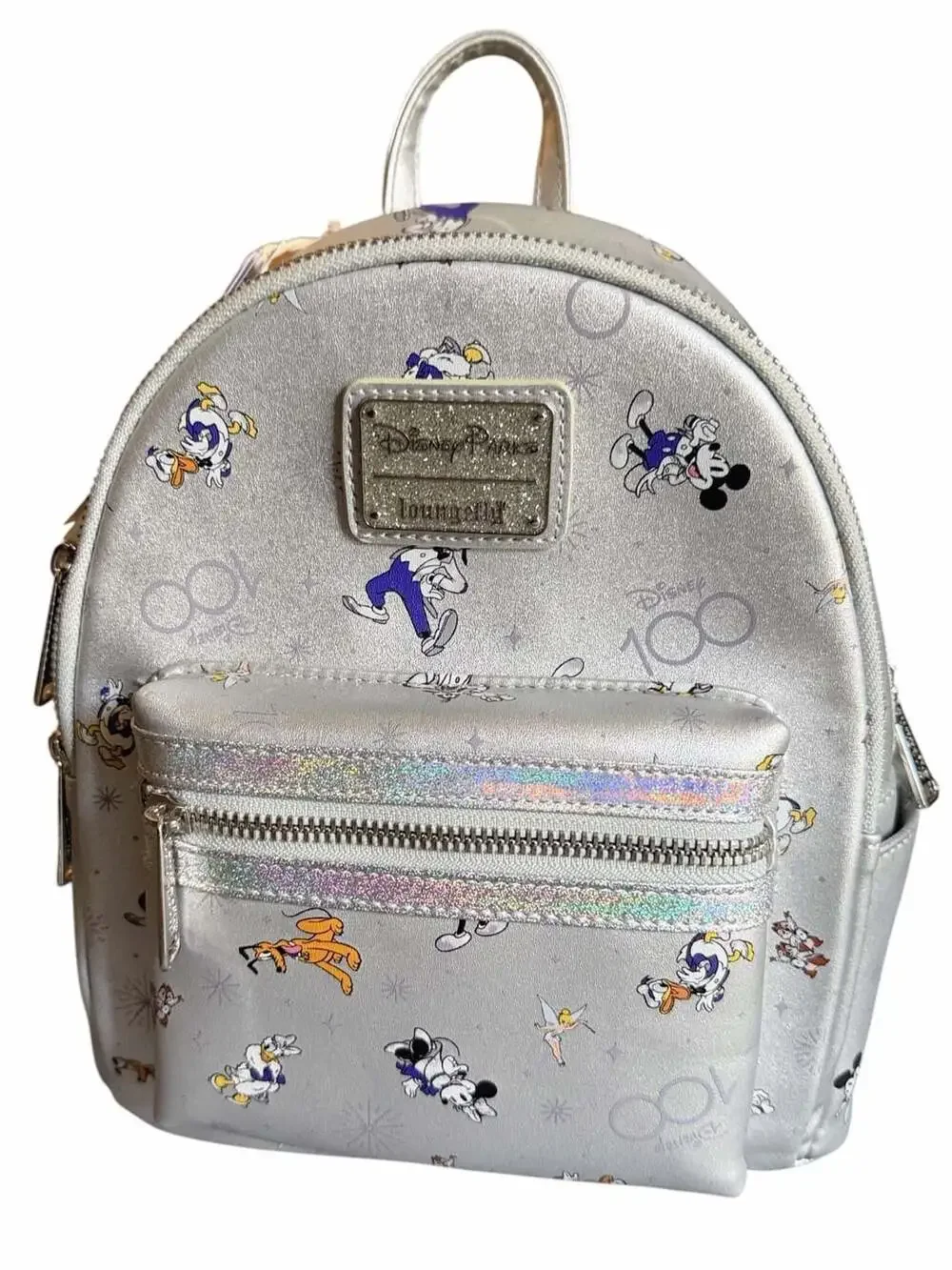 NWT Disney Parks Loungefly 100 commemorative Mini Backpack Silver
