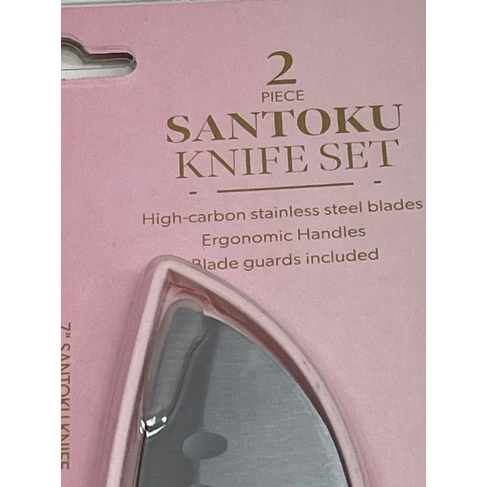 Paris Hilton 2-Piece Santoku Knife W/Blade Guards & High-Carbon Stainless Steel