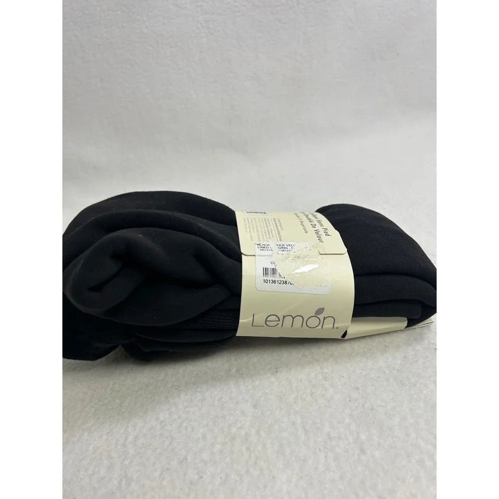 Cozy Winter Thermal Lemon Women M/L Black Velvet Lined Footless Tights