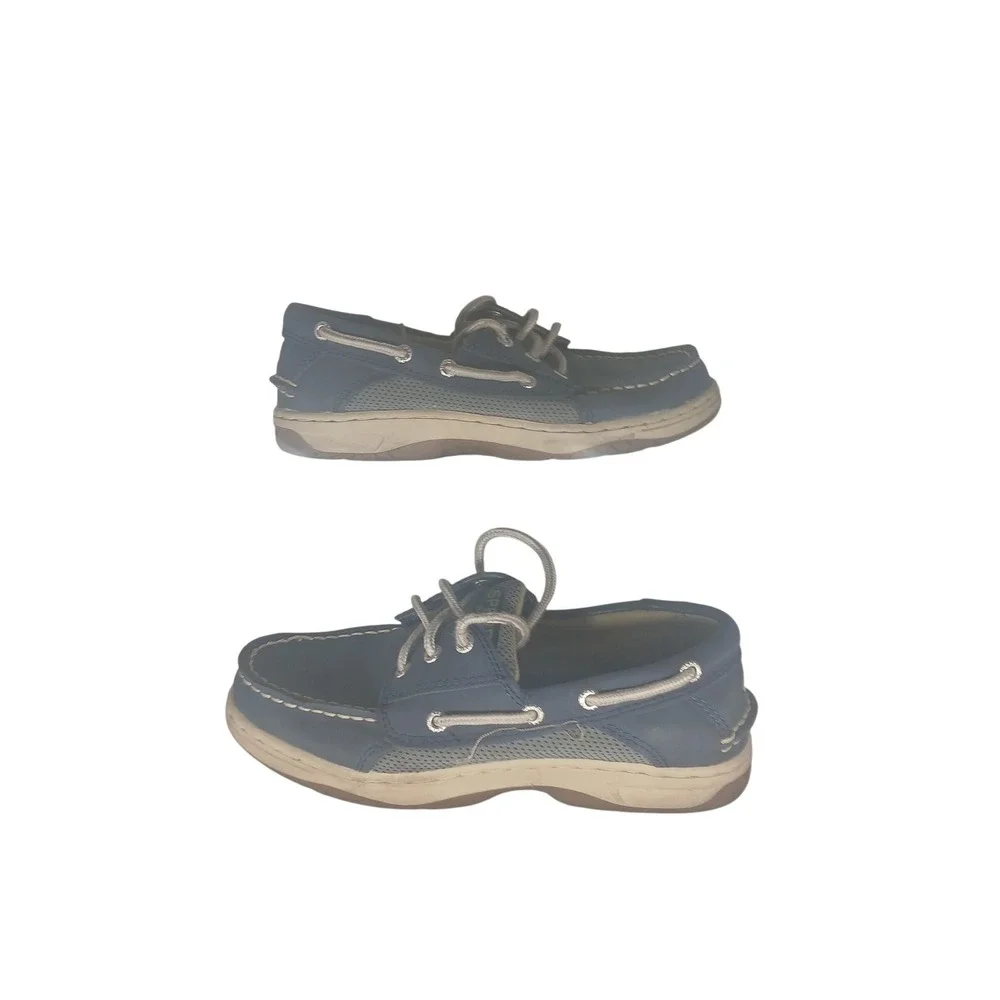 Sperry Billfish Boys Boat Shoes Navy Blue‎ Leather Lace Up Size 2.5 M