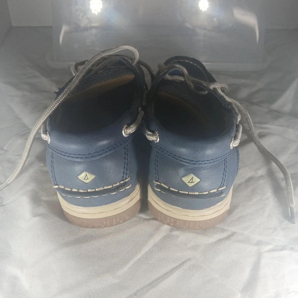 Sperry Billfish Boys Boat Shoes Navy Blue‎ Leather Lace Up Size 2.5 M