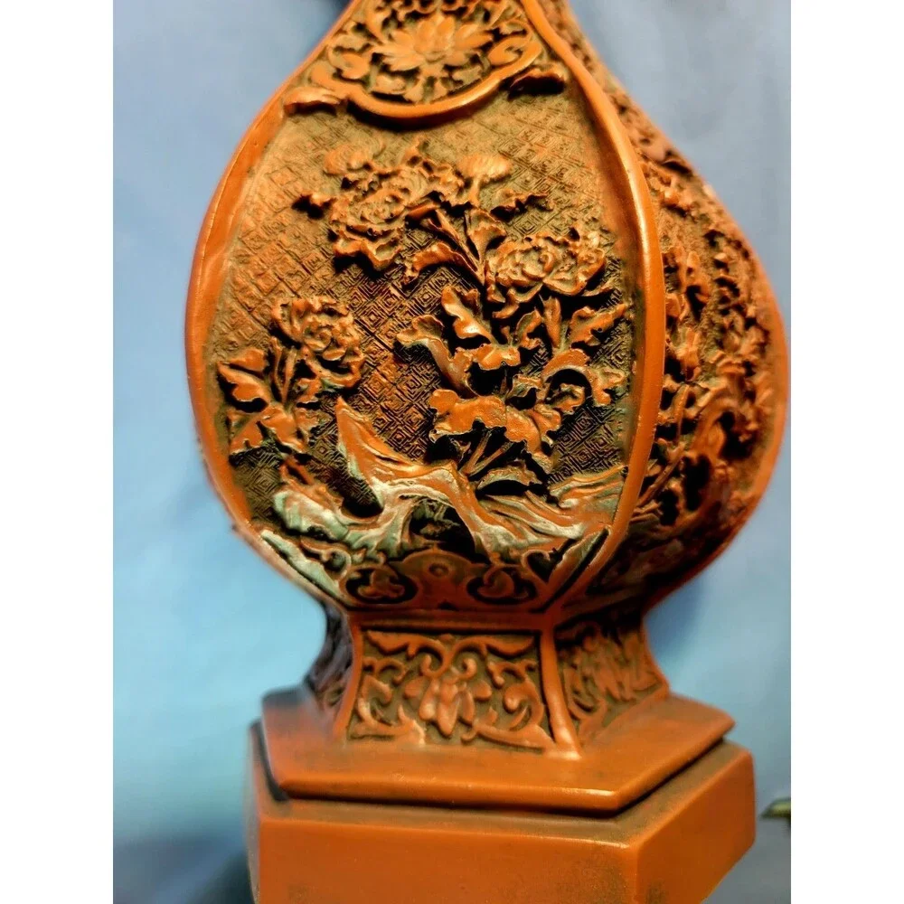 Red Carved Lacquerware Vase China Dynasty Flower Bottle 18.75''Tall Vessel