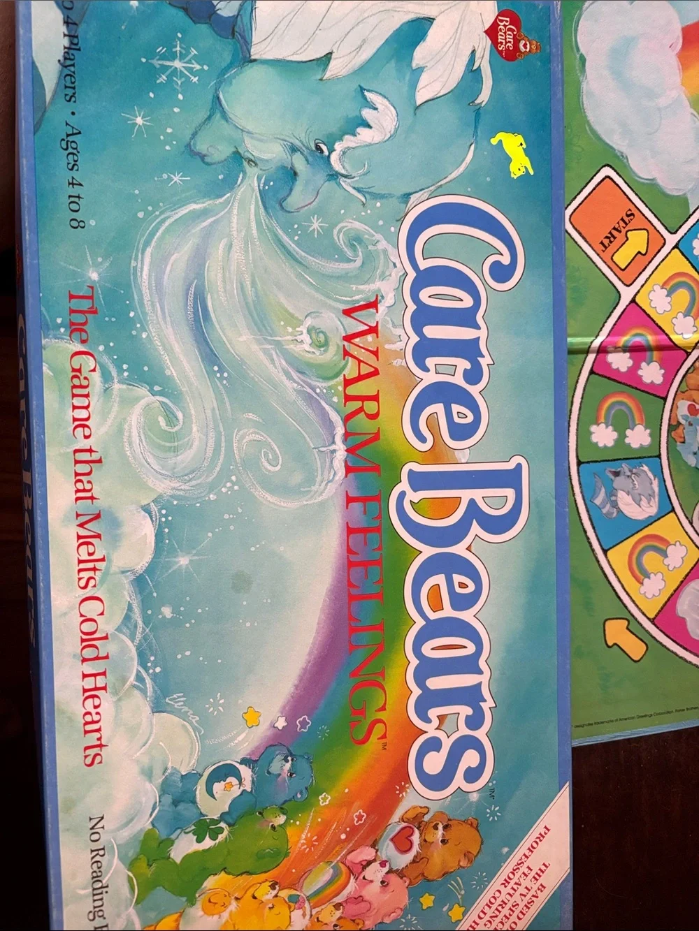 Vintage Care Bears Warm Feelings Game Box - Blue & Rainbow Artwork
