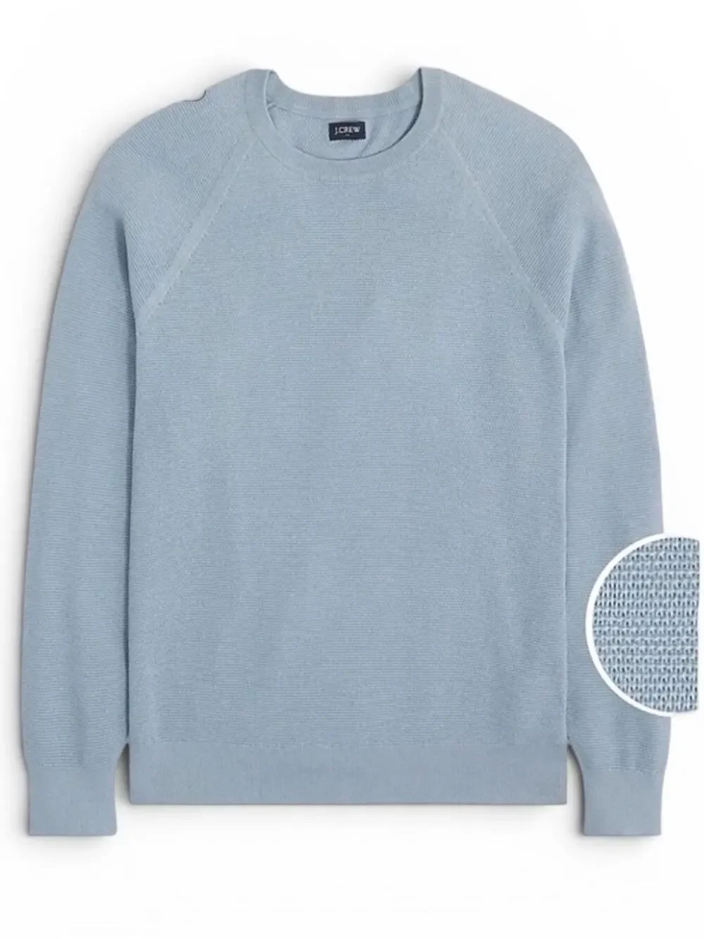 J.Crew Textured Cotton Crewneck Sweater Heather Light Blue NWT Sz Medium Knit