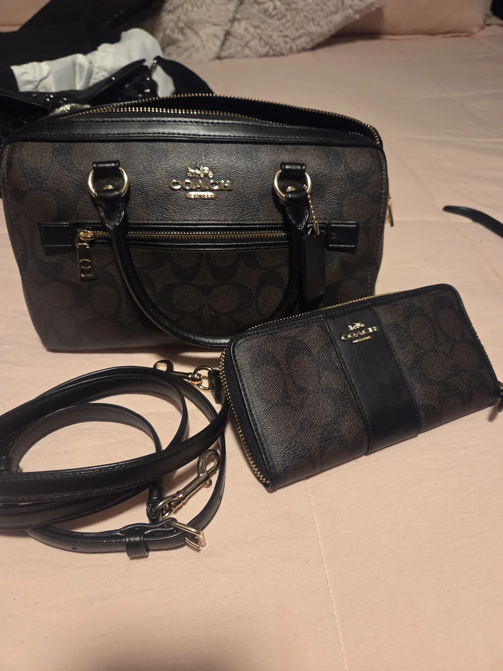 Coach Signature Canvas Satchel and Wallet Set in Brown