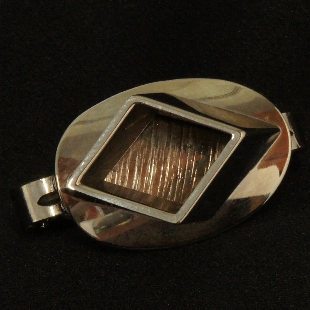 Mid Century Modern Tie Clip Silver Tone Geometric‎ Oval Textured Vintage