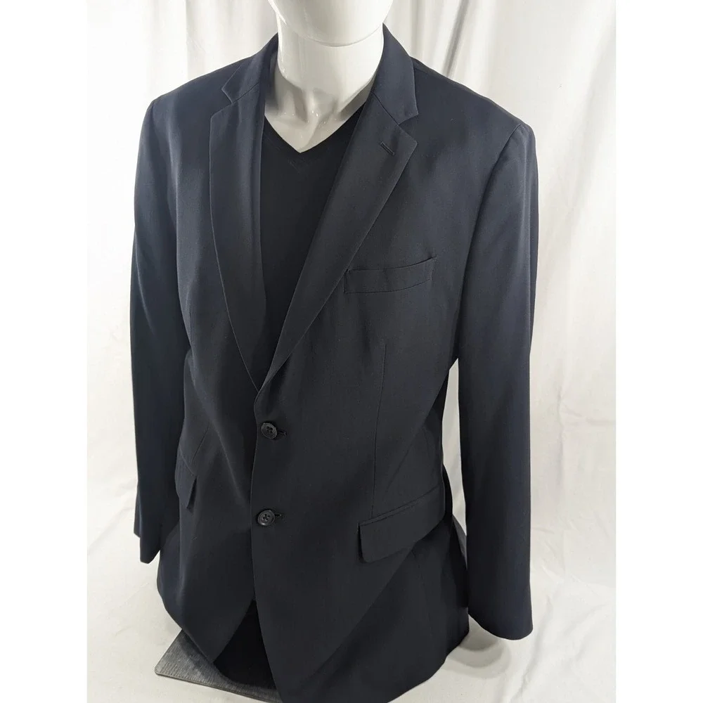 Banana Republic Sport Coat 42R Slim‎ Fit Cerruti Wool Navy Crosshatch Blazer