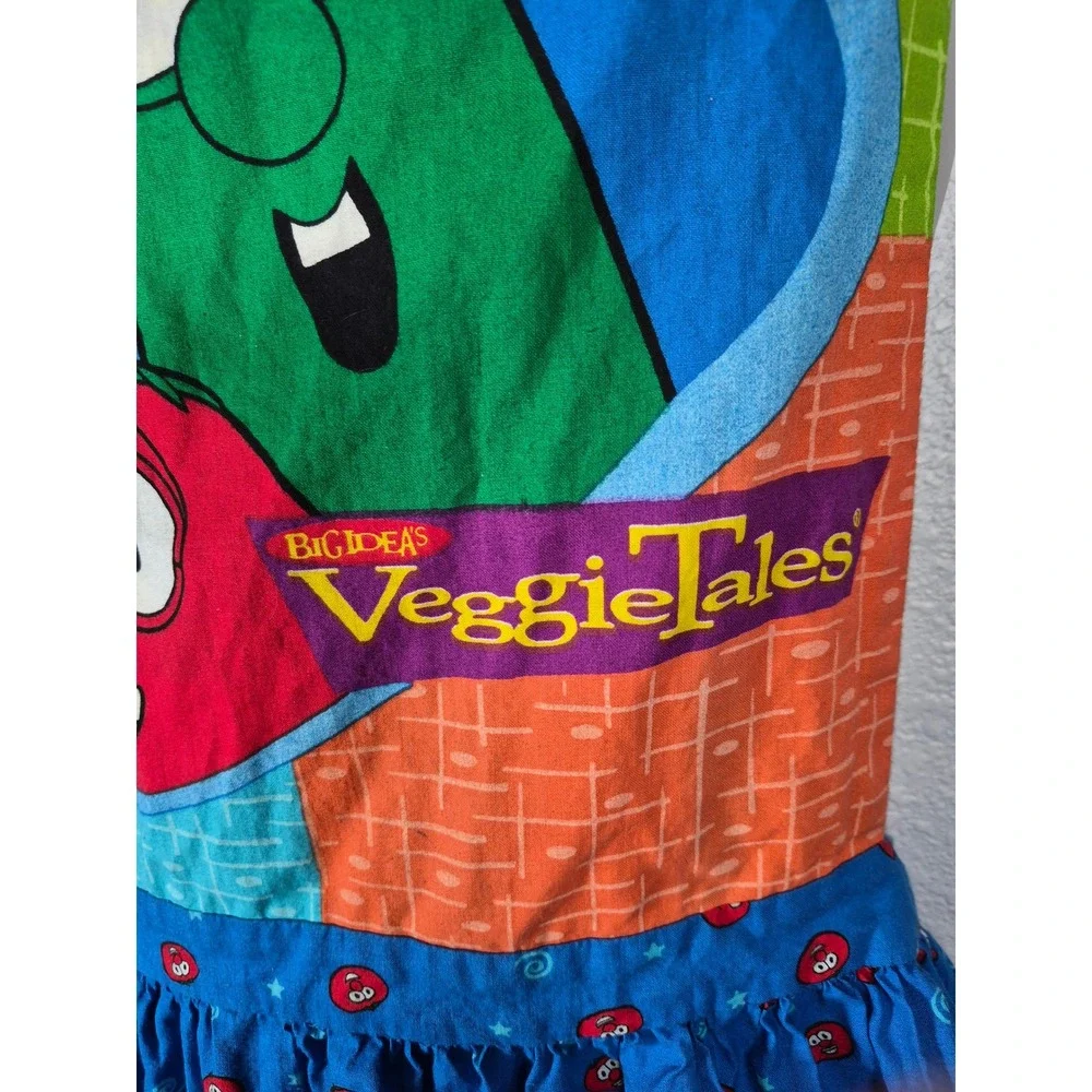 VeggieTales Bob the Tomato Larry the Cucumber Character Apron Blue Handmade