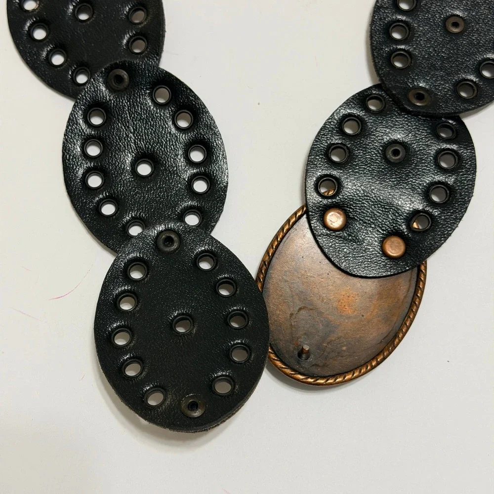Western Concho Belt Horse Buckle Bronze Gold Grommet Boho Cowgirl Statement