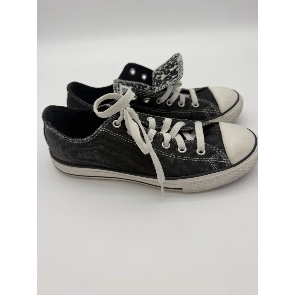 Converse All Star Youth Sz 4.5 Sneakers Black Sparkle/White Leopard