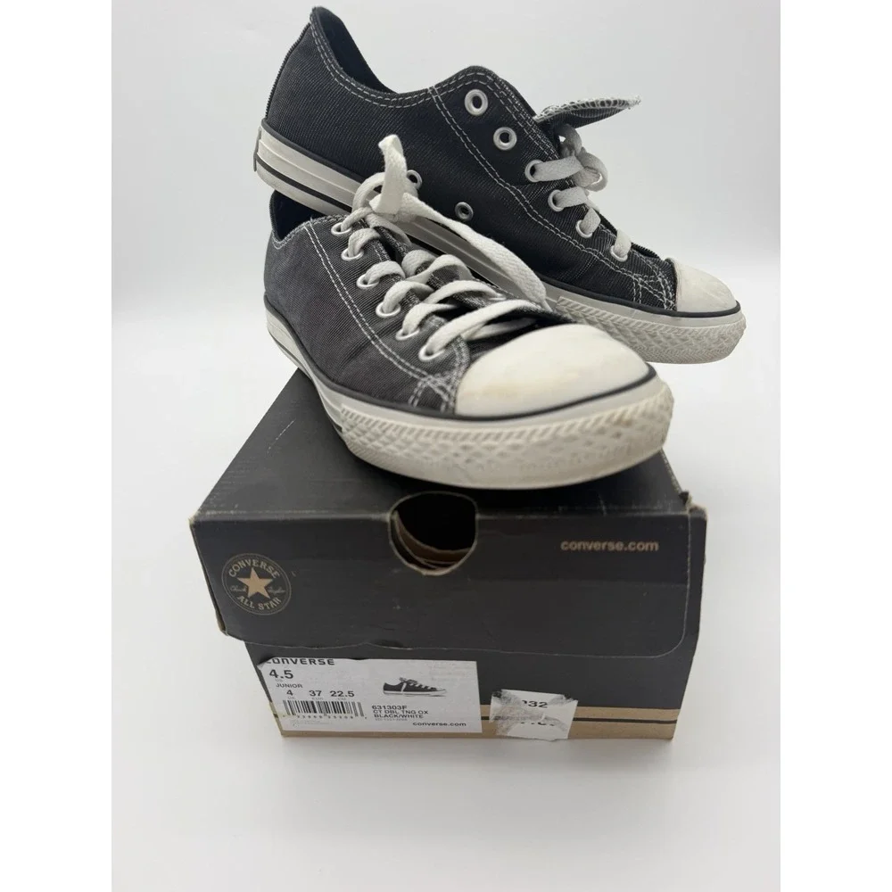 Converse All Star Youth Sz 4.5 Sneakers Black Sparkle/White Leopard