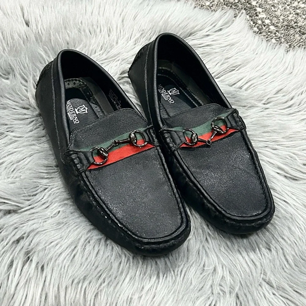 Moderno Italy Design Men's Horsebit & Black Loafers‎ Size 9