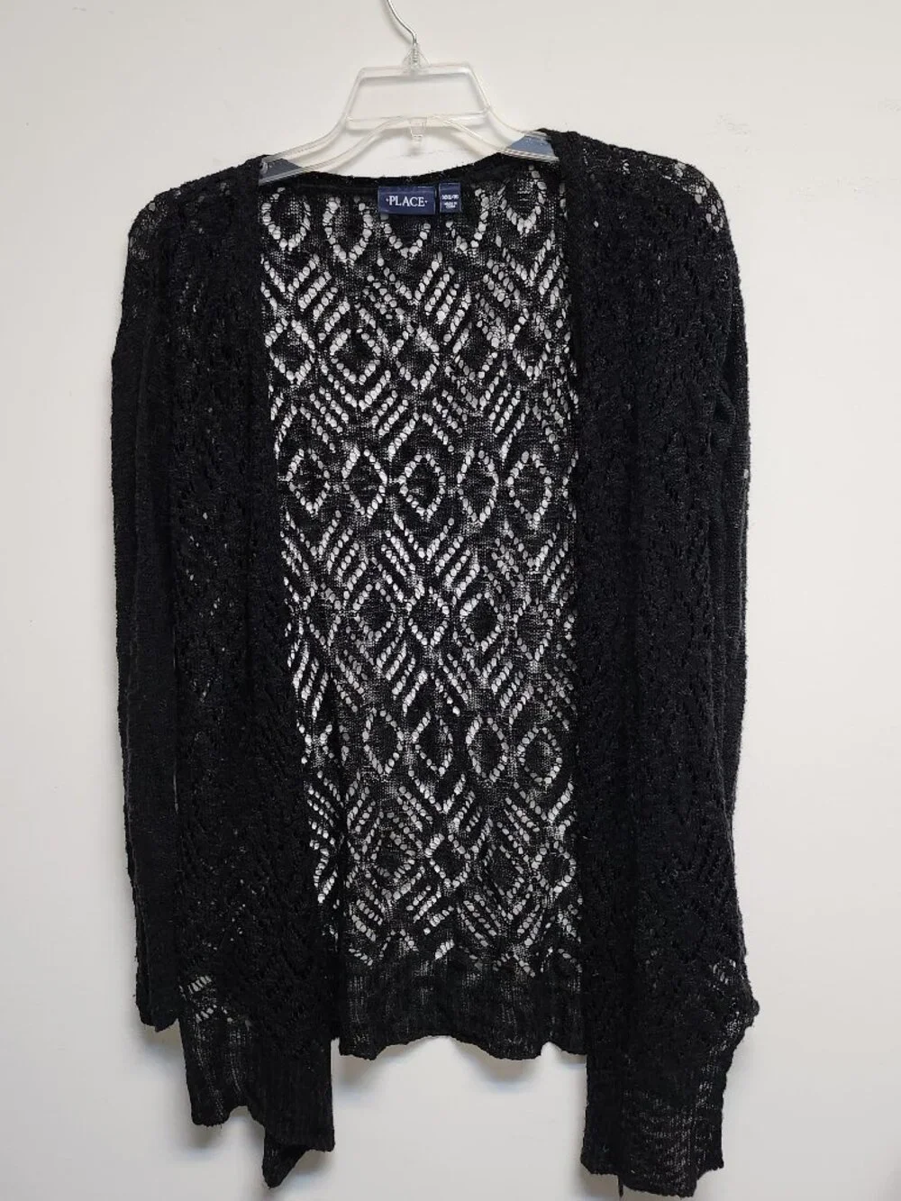 The Children's Place Black Crochet Duster Cardigan Size XXL-16
