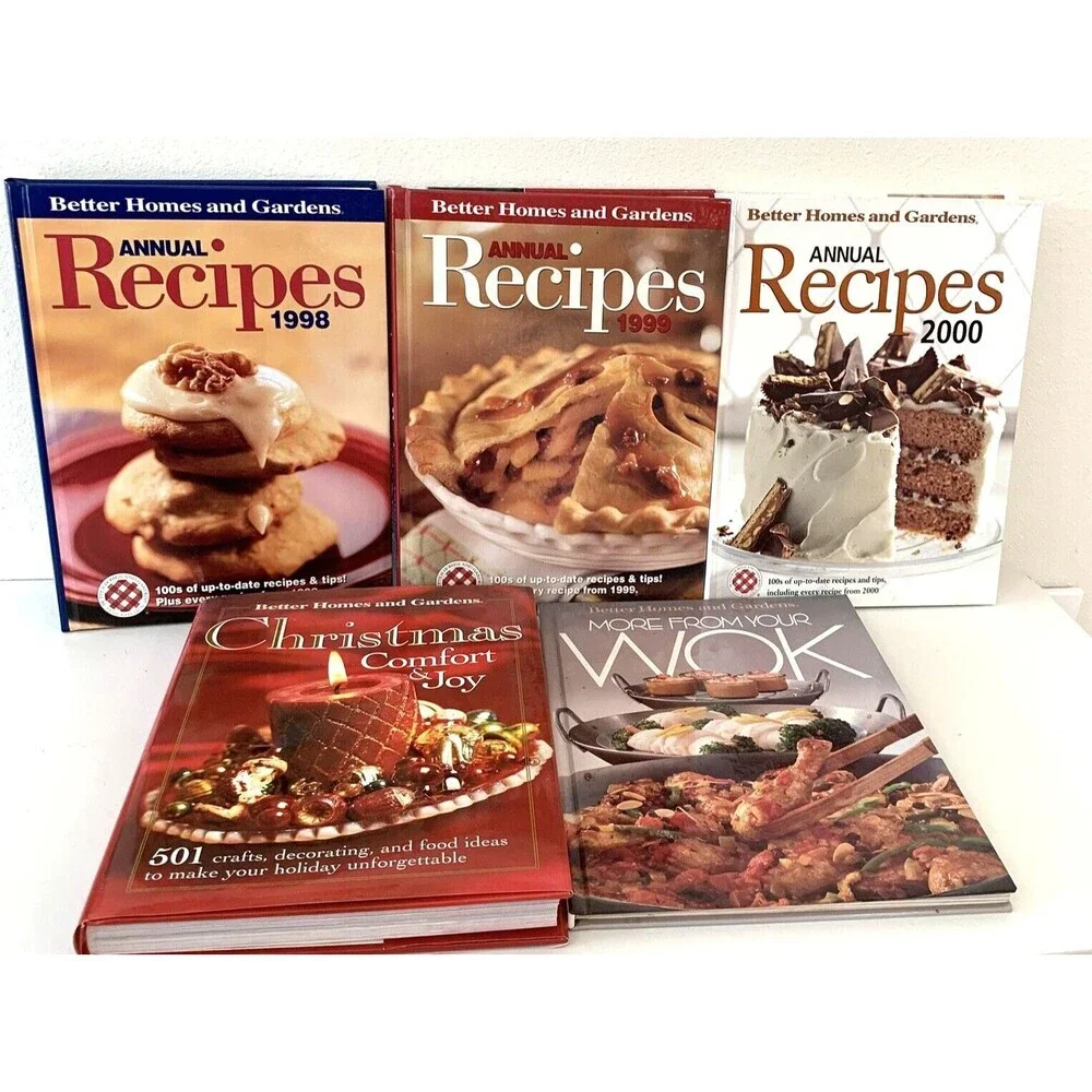 Lot of 5 Better Homes and Gardens Cookbooks 1998-2000 Annual Collections & More