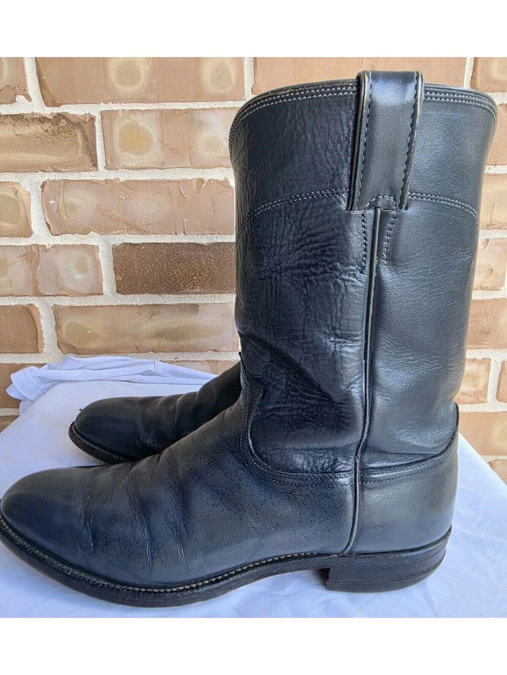 Vintage Justin Roper Boots Mens 10.5 D Gray Leather Cowboy Western USA 3025