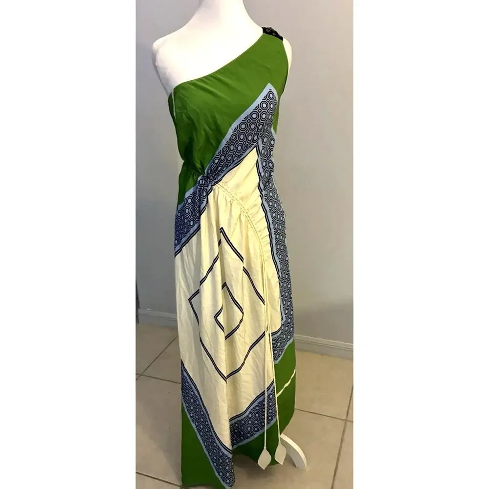 Tory burch sloane Silk Maxi Dress 2 Square Scarf Asymmetrical Fairy Luxury $798