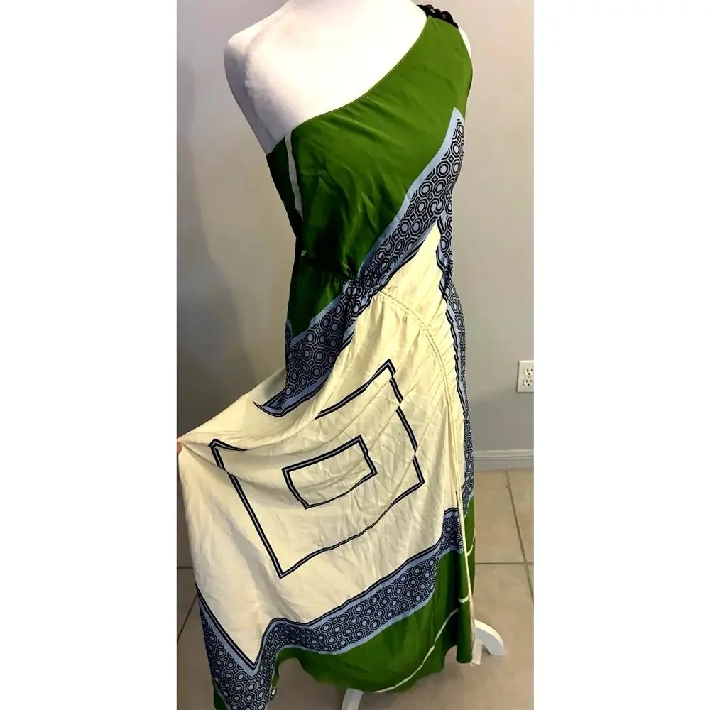 Tory burch sloane Silk Maxi Dress 2 Square Scarf Asymmetrical Fairy Luxury $798