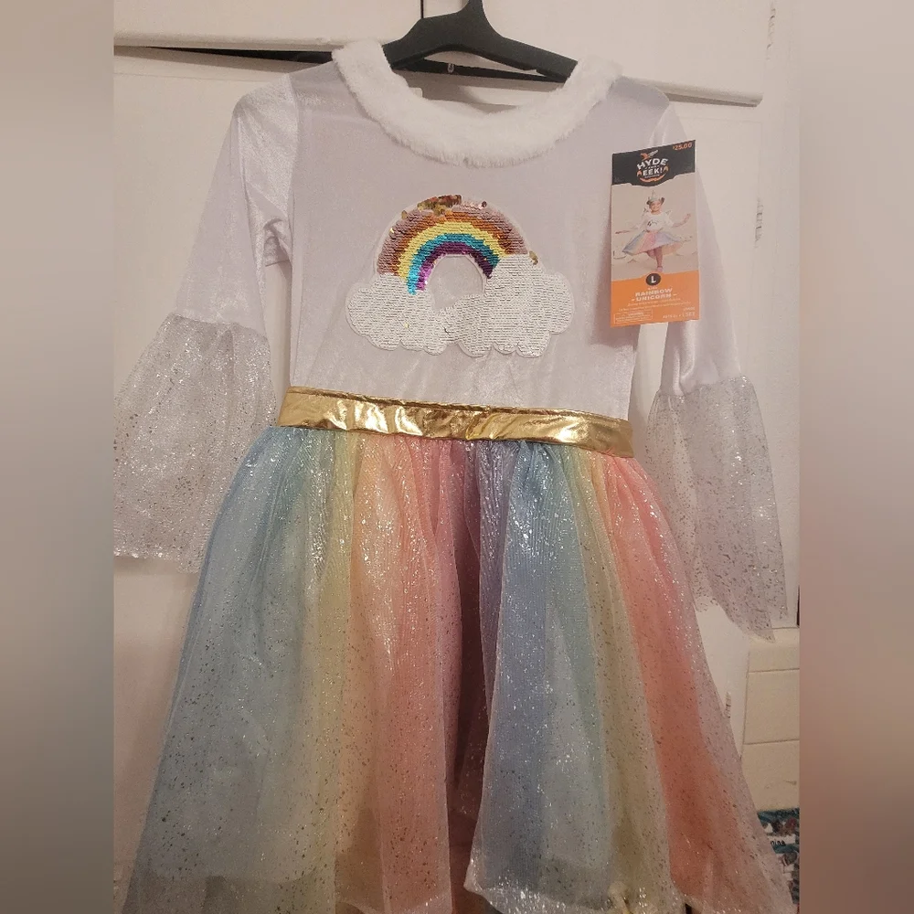 NWT Rainbow Unicorn costume with tutu girls halloween costume large