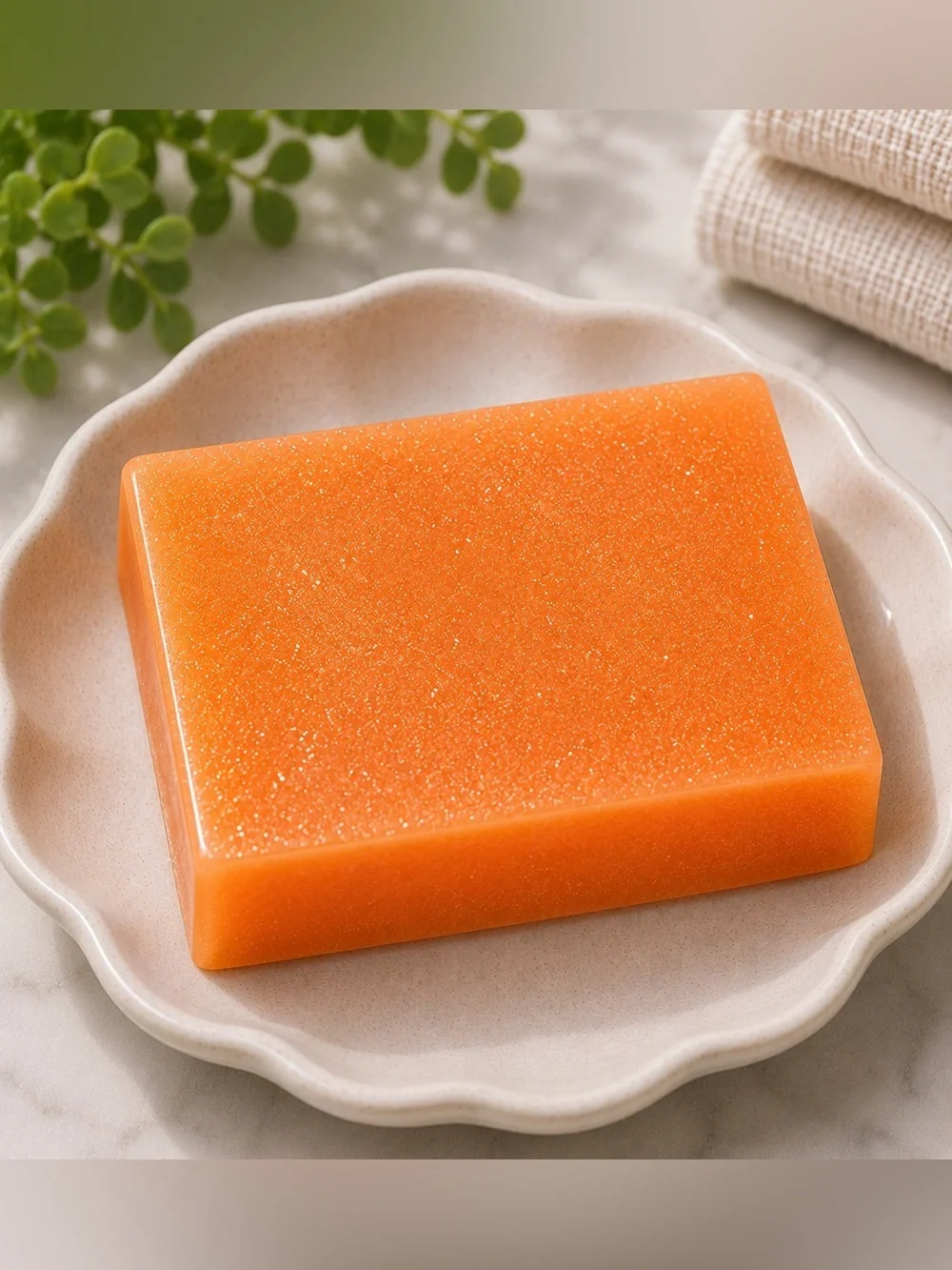 Citrus vanilla soap shimmer handmade 3x2in 8oz oatmeal based soap