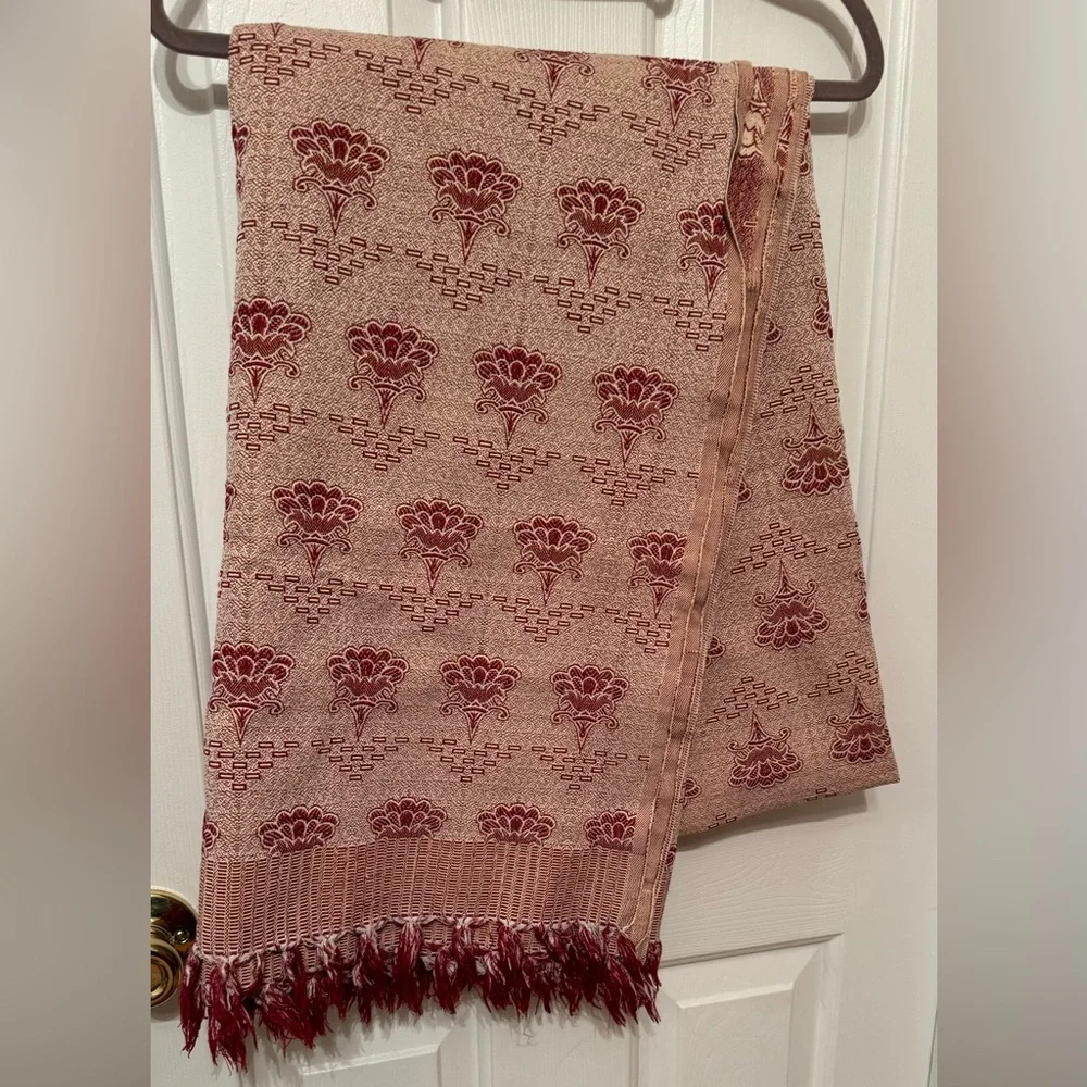 51” x84” Burgundy/ Red /,White Throw, Custom Blanket