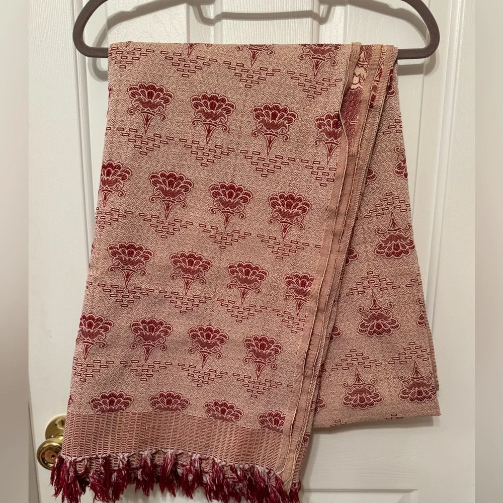 51” x84” Burgundy/ Red /,White Throw, Custom Blanket