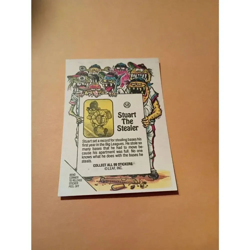1988 Leaf Awesome All Stars Trading Card 58 Stuart the Stealer Baseball Parody