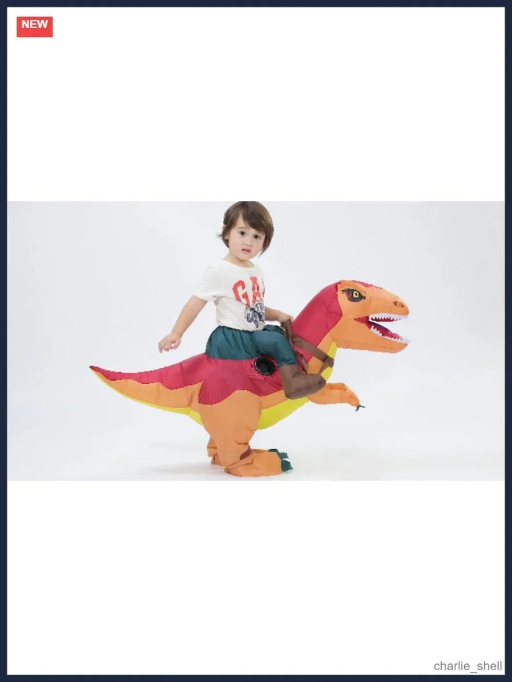 Inflatable Dinosaur Costume Kids Toddler Polyester Spandex Ride On Cosplay