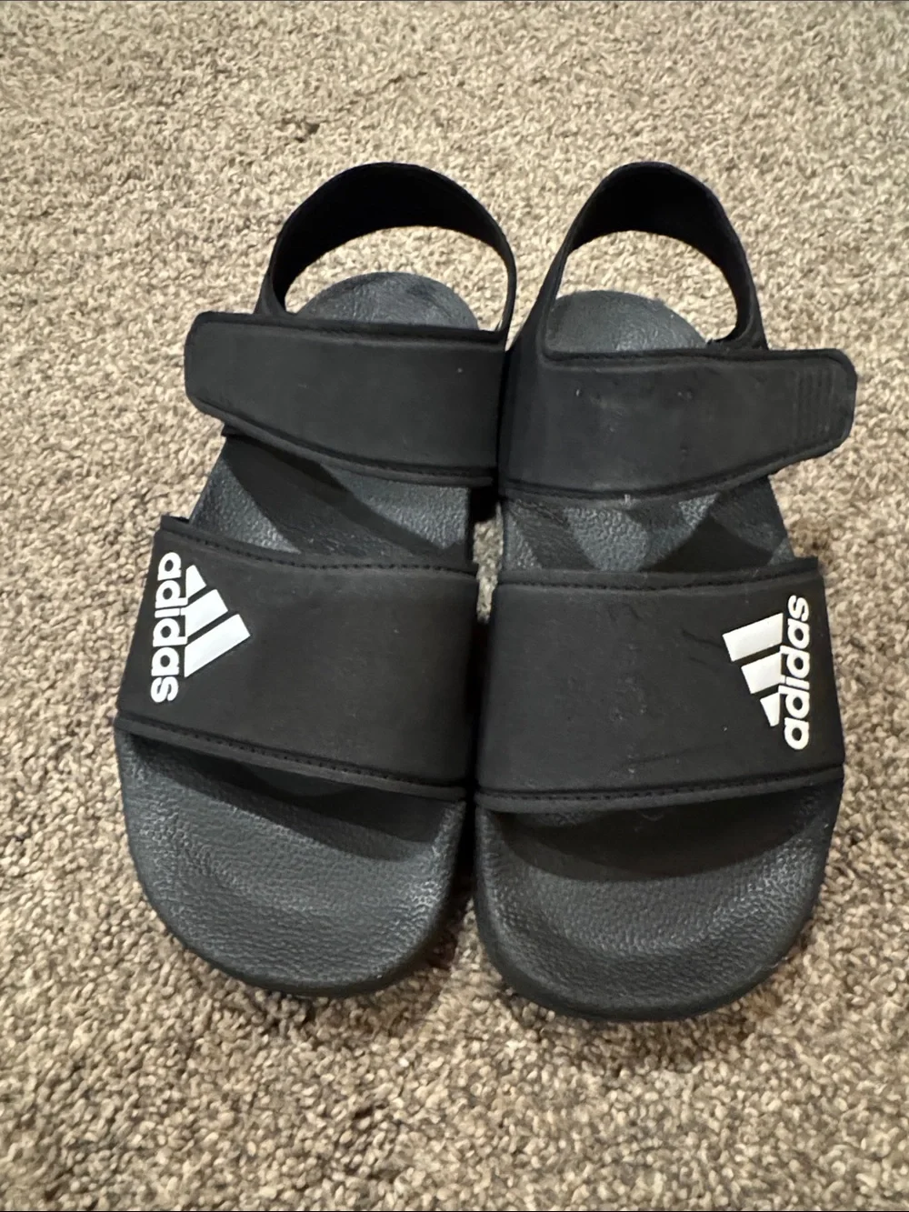 Adidas Black Kids Dual-Strap Slide Sandals with Logo - NWOT - kids size 1
