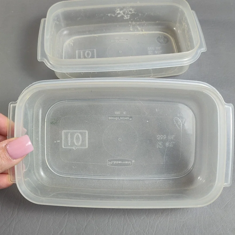 Rubbermaid Servin Saver Lot Of 3- (2) #10 12 Oz & #10 17 Cup Almond‎ Rectangle