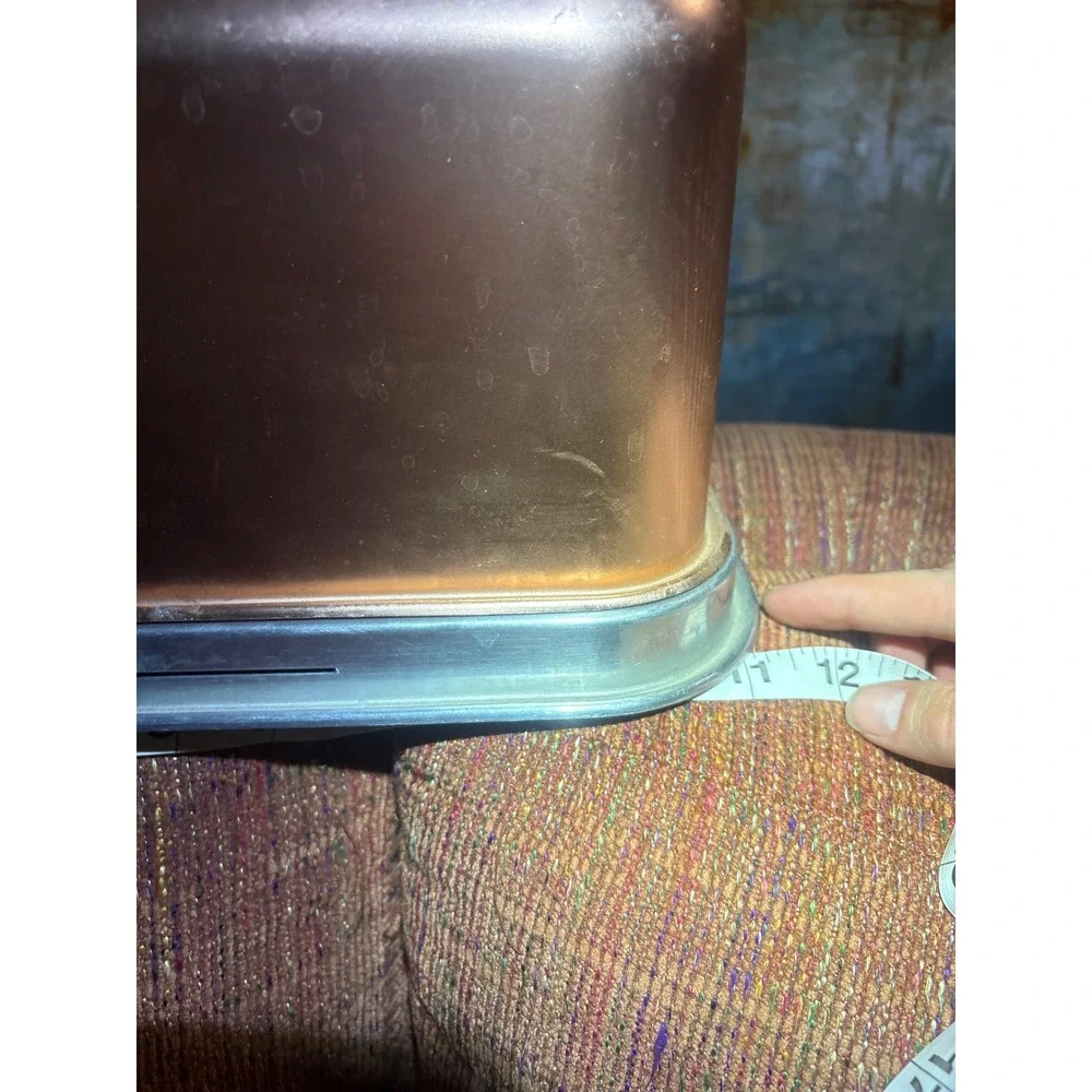 Vintage Mirro Copper Tone Aluminum Square Cake Carrier Wood Handle 2008 CM USA